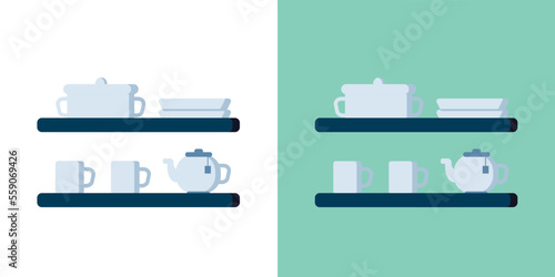 Bathroom accessories standing on the shelf icon, Modern bathroom shelves,  Cozy shelves with everyday body care, restroom shelf, bathroom shelve logo, set of bathroom shelves vector illustration