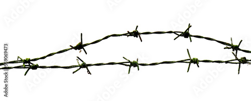 barbed wire isolated on white