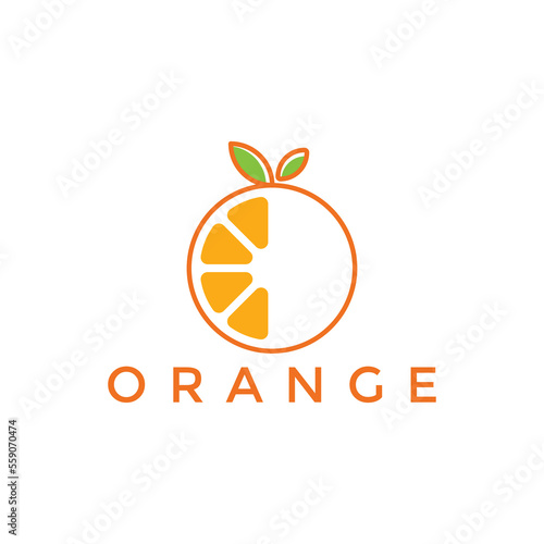 Fresh Orange Fruit Slice Lemon Lime Grapefruit Citrus, minimalistic and modern citrus fruit logo design concept