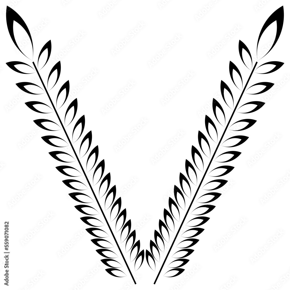 Fototapeta premium black and white feather pen quill symbol of nature silhouette decoration icon logo object leaf