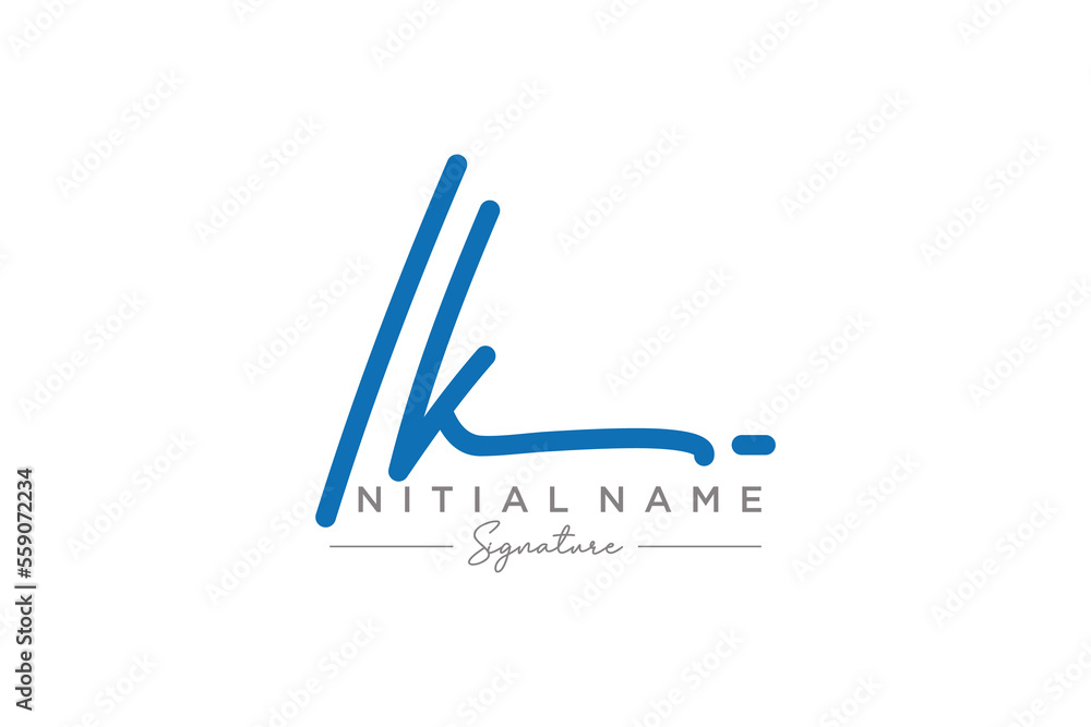 Initial IK signature logo template vector. Hand drawn Calligraphy lettering Vector illustration. Initial IK signature logo template vector. Hand drawn Calligraphy lettering Vector illustration.