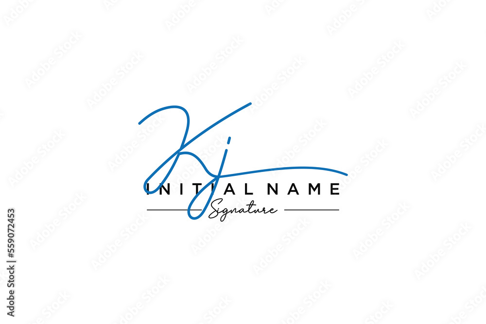 Initial KJ signature logo template vector. Hand drawn Calligraphy lettering Vector illustration. Initial KJ signature logo template vector. Hand drawn Calligraphy lettering Vector illustration.