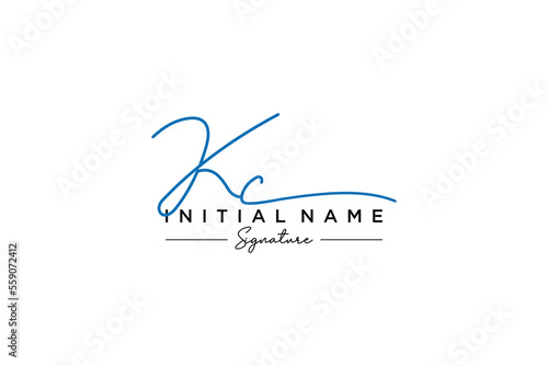 Initial KC signature logo template vector. Hand drawn Calligraphy lettering Vector illustration. photo