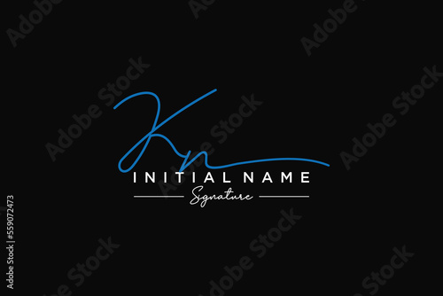 Initial KN signature logo template vector. Hand drawn Calligraphy lettering Vector illustration.