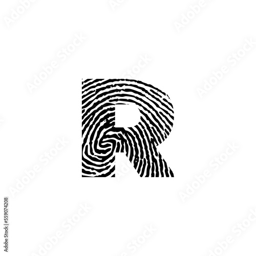 Letter R and Fingerprint Texture Logo Icon 001