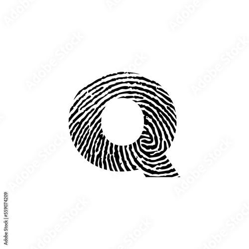 Letter Q and Fingerprint Texture Logo Icon 001