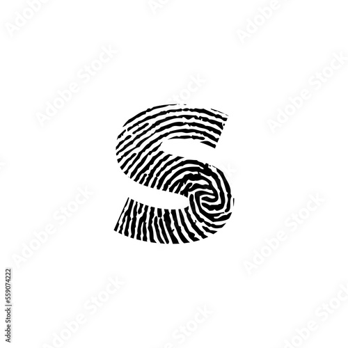 Letter S and Fingerprint Texture Logo Icon 001