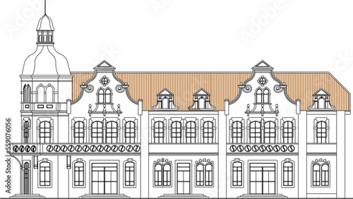 sketch vector illustration of classic conservation ancient building