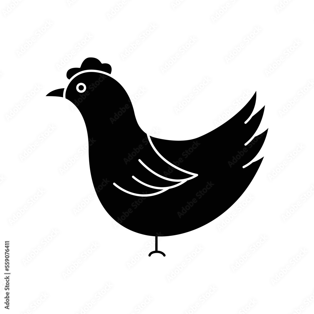 Obraz premium Chicken icon illustration. icon related to farm animal. Glyph icon style. Simple vector design editable