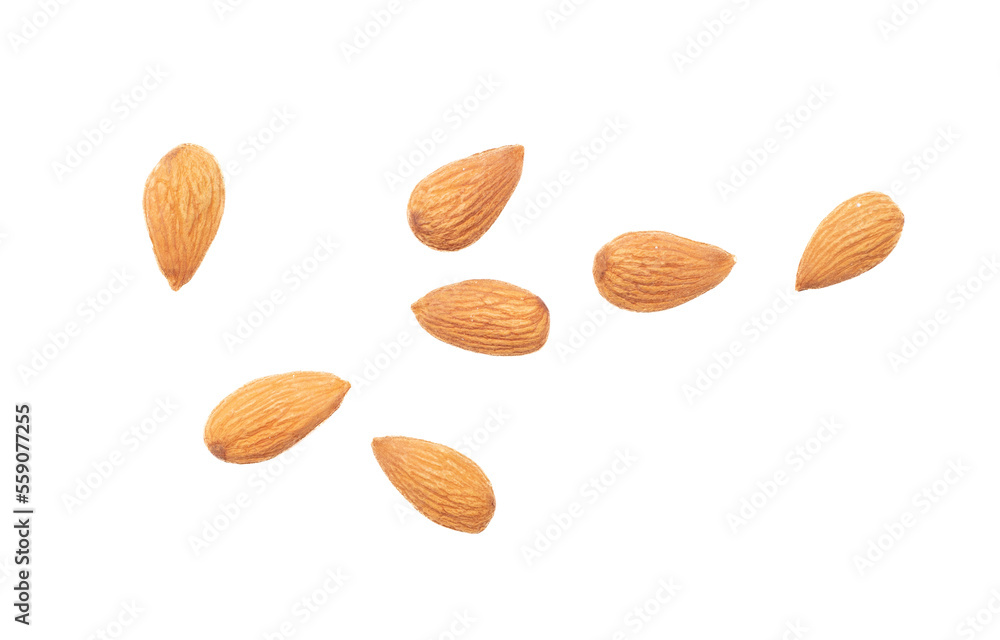 Almond nuts isolated on white background. Almond nuts isolated on white background.