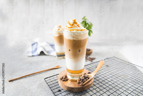 Obraz na plátně Glass of coffee, frappuccino