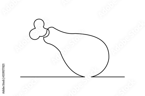 Continuous single one line drawing art of broiler chicken turkey legs. Vector illustration