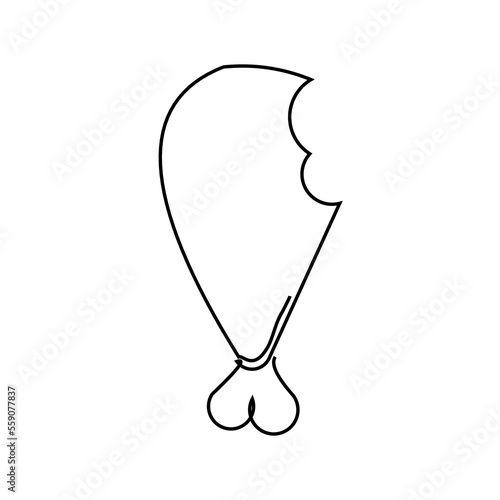 Continuous single one line drawing art of broiler chicken turkey legs. Vector illustration