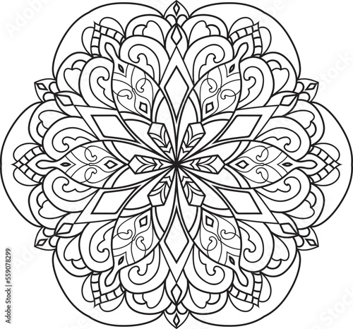 Mandala isolated on the white background.Decorative monochrome ethnic mandala pattern.