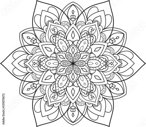 Mandala isolated on the white background.Decorative monochrome ethnic mandala pattern.