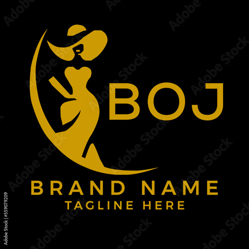 BOJ fashion logo. BOJ  Beauty fashion house. modeling dress jewelry. BOJ fashion technology  Monogram logo design for entrepreneur and best business icon. 
