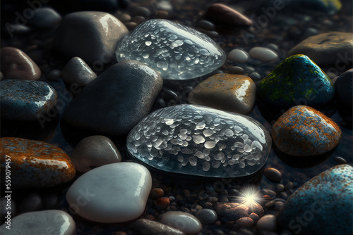 Wallpaper, background , Beautiful transparent stone in a mountain stream, closeup, 