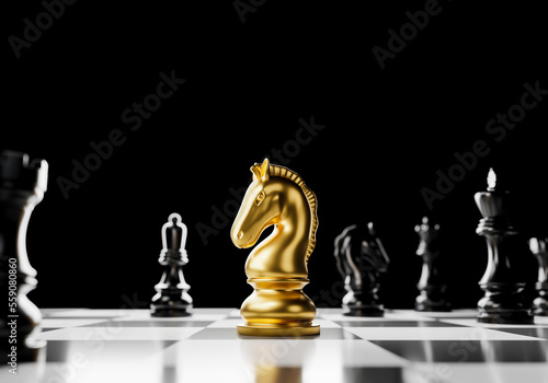 3d illustration. Chess game on paper, available in gold and black.