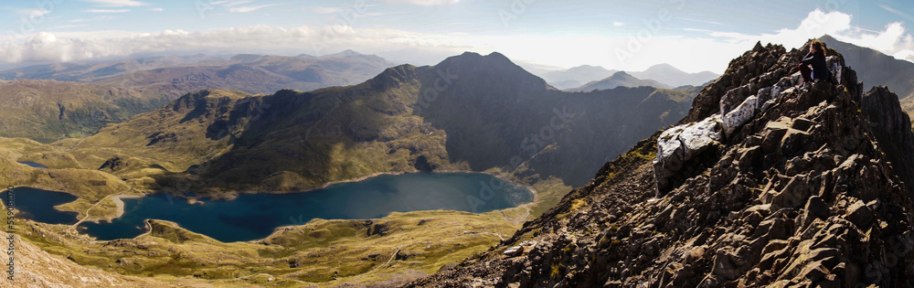 Snowdon mountain landscapes in Snowdonia National Park, Wales, UK.