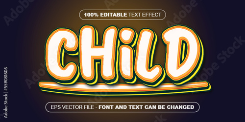 yellow child 3d editable text effect