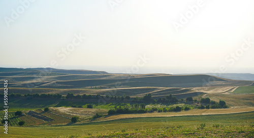 Wide field and hill view
