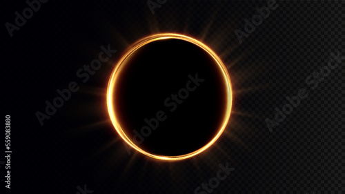 Golden circle with fire effects.Light effect.Vector.