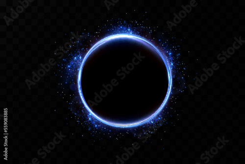 blue circle with glowing effects. light effect. Vector.