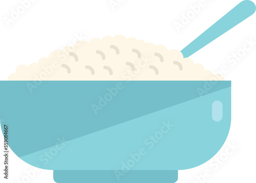 Oatmeal breakfast icon flat vector. Food meal. Cereal lunch isolated