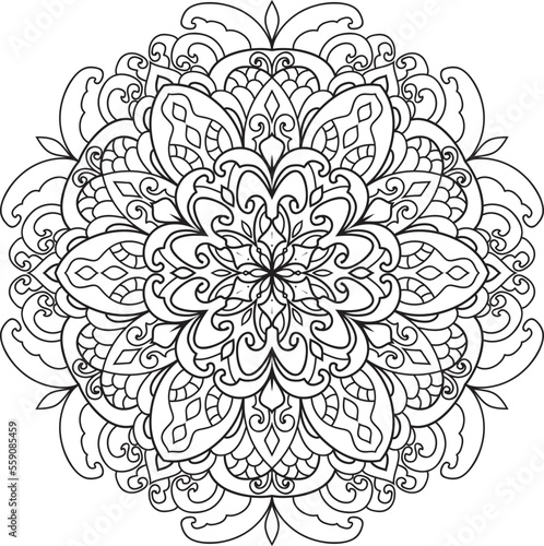 Mandala white background.Adult coloring page