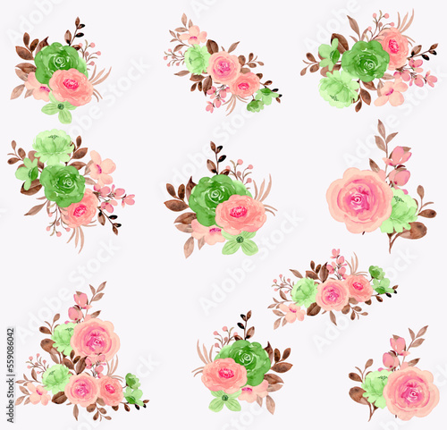 seamless watercolor abstract floral background with leaves © wisnu