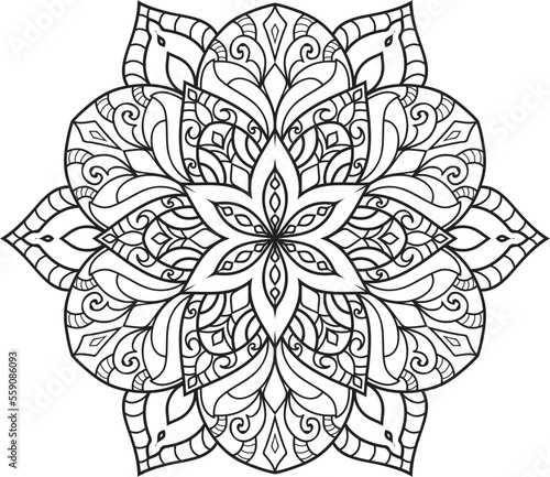 Mandala white background.Adult coloring page