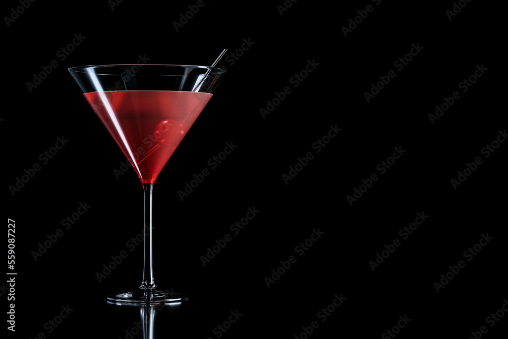 Cosmopolitan cocktail with cherry in martini glass Cosmopolitan cocktail with cherry in martini glass