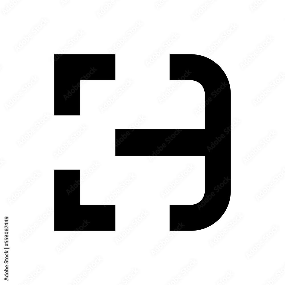 Fototapeta premium Abstract art D logo vector design in black and white colors