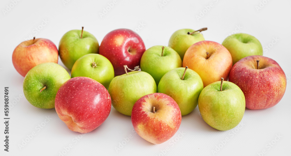Apples on white background. Fruits and vitamins. Healthy eating. Veganism, diet Apples on white background. Fruits and vitamins. Healthy eating. Veganism, diet