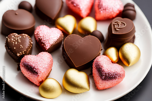 Obraz na płótnie Celebrate Your Love with These Irresistible Valentine's Day Chocolates Generative AI w salonie