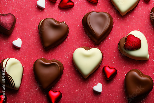 Obraz na płótnie Indulge in Love: Delicious Chocolates for a Sweet and Romantic Valentine's Day Treat Generative AI w salonie