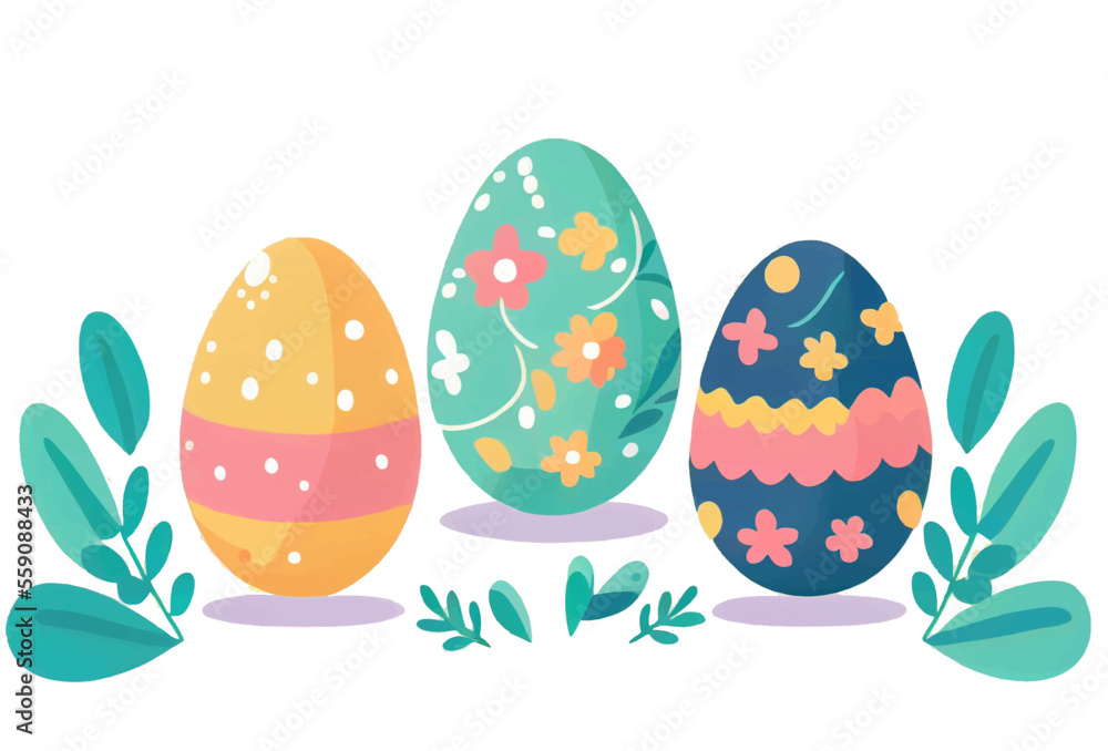 vector illustration of aester colorful eggs isolation on white background