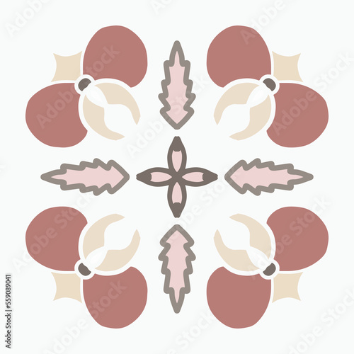 Patterned azulejo floor tiles. Abstract geometric background. Vector illustration, seamless Mediterranean pattern. Portuguese floor tiles azulejo design. Floor cement tiles