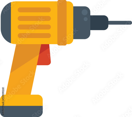 Bike electric drill icon flat vector. Fix service. Shop tire isolated