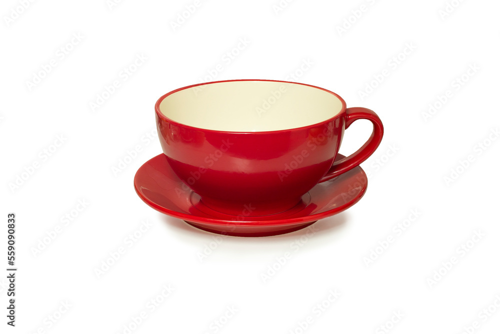 huge ceramic red tea cup isolated on white huge ceramic red tea cup isolated on white