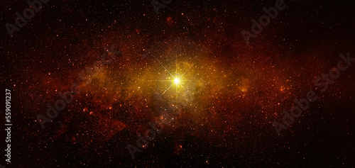 Space scene with stars in the galaxy. Panorama. Universe red filled with stars, nebula and galaxy,. Elements of this image furnished by NASA