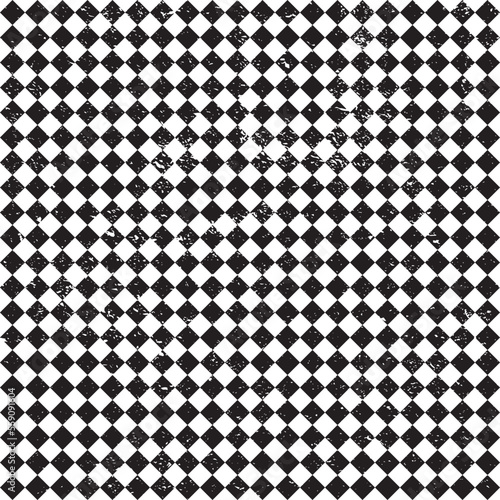 Geometric seamless pattern, black and white background, vector illustration.