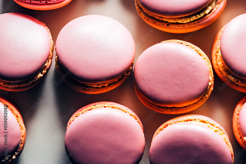 Indulge in Love: Delicious Pink and Chocolate Macarons for Valentine's Day Generative AI