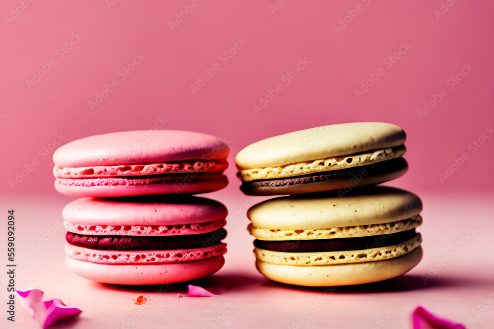 Sweeten Your Valentine's Day with These Mouthwatering Chocolate and Pink Macarons Generative AI copy space