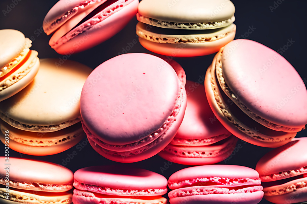 Indulge in Love: Delicious Pink and Chocolate Macarons for Valentine's Day Generative AI