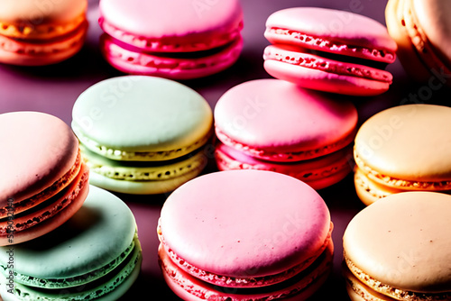 Obraz na płótnie Sweeten Your Valentine's Day with These Mouthwatering Chocolate and Pink Macarons Generative AI w salonie