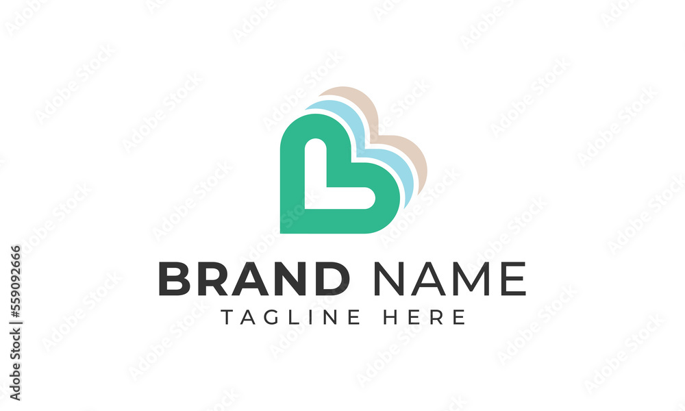 Fototapeta premium B Letter Logo With Beautiful Heart or Love Shape, Sweetheart Icon