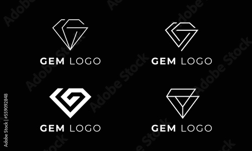 G Letter Diamond Logo Vector Set Design. Abstract Gem emblem, logo set design concept