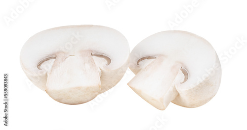 Fresh champignon mushrooms on transparent png