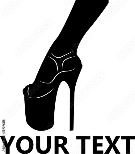 Silhouette. Sandals with high heels for pole dancing. Pole dance. Dance shoes on the foot.